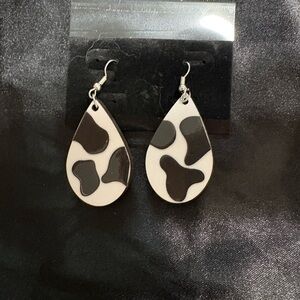 Cow Print Teardrop Earrings